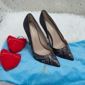 Jean-Michel Cazabat Black & Snakeskin Pointed Toe Stiletto Heels